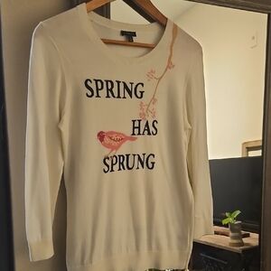 Talbots Off White Cream Sweater with Spring Design